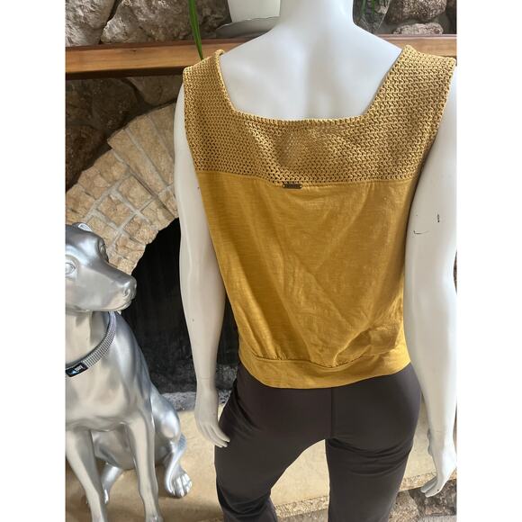 Prana Gold Yellow Knit Cotton Blend Tank Top Women’s Size Medium - Picture 4 of 8